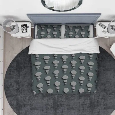 Design Art Designart Circles Technology Duvet Cover Set In Gray,silver,blue