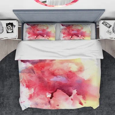 Design Art Designart Composition Mid Duvet Cover Set In Yellow;pink;gold