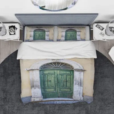 Design Art Designart Door In Sicily Duvet Cover Set In Green;yellow;gold
