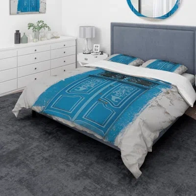 Design Art Designart Door In Tunesia Duvet Cover Set In Blue;white