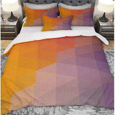 Design Art Designart Dotted Triangular Geometry Duvet Cover Set In Yellow;purple;gold