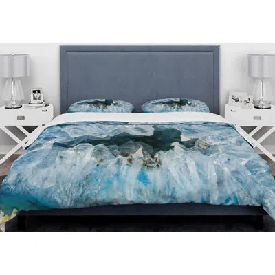 Design Art Designart Geode Interior Duvet Cover Set In Blue;white