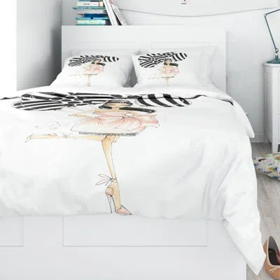 Design Art Designart Girl With Baloons Duvet Cover Set In White