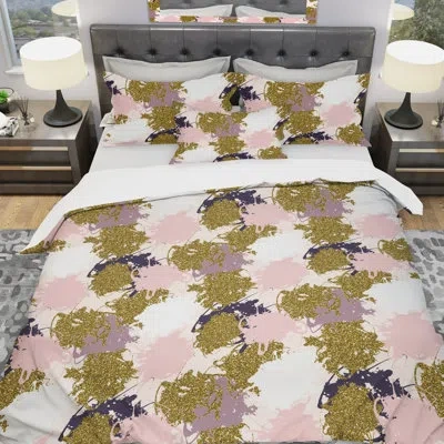 Design Art Designart Glitter Stains Duvet Cover Set In Yellow,gold,pink