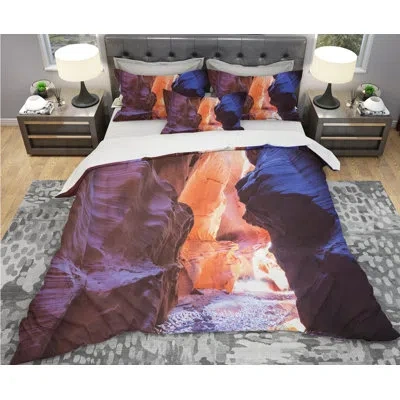 Design Art Designart Happy Canyon Fantastic Scene Canyon Photography Duvet Cover Set In Brown