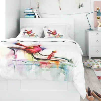 Design Art Designart High Heel Shoe Duvet Cover Set In Red,black