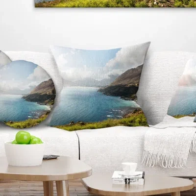 Design Art Designart 'hout Bay View From Chapman S Peak' Abstract Pillow In Blue;green
