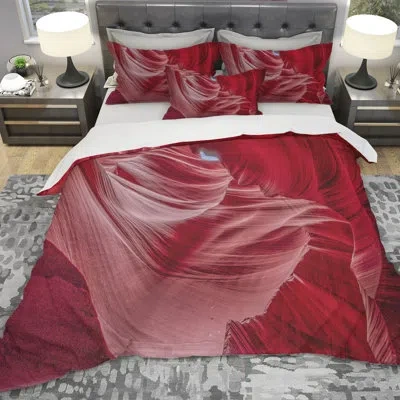 Design Art Designart Inside Wall Of Antelope Canyon Duvet Cover Set In Brown,purple