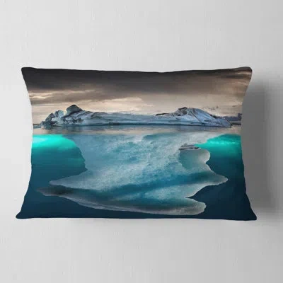 Design Art Designart 'large Iceberg In Sea' Seascape Photography Throw Pillow In Blue;brown