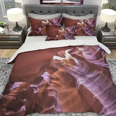 Design Art Designart Light In Antelope Canyon Duvet Cover Set In Purple,brown
