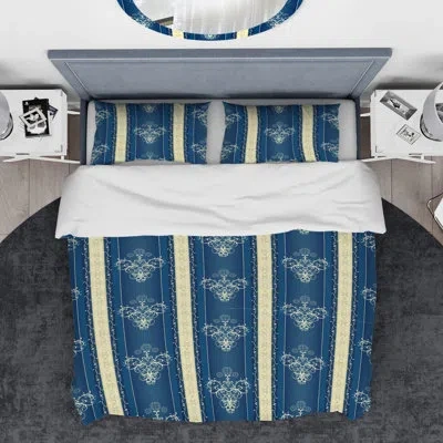 Design Art Designart Luxury Lace Design Duvet Cover Set In Blue,brown