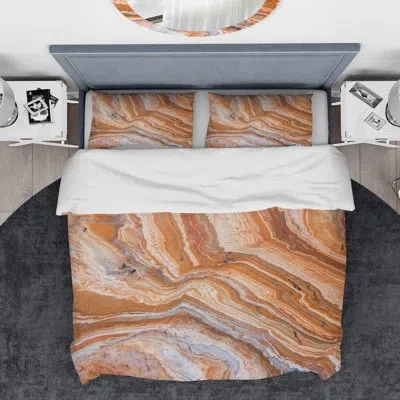 Design Art Designart Marbled Detail Of Colorful Rock Duvet Cover Set In Blue;orange