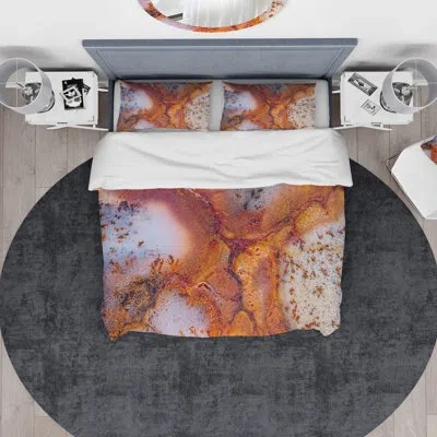 Design Art Designart Moss Agate With Crack Duvet Cover Set In Brown