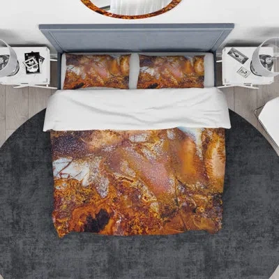 Design Art Designart Moss Agate With Crack Duvet Cover Set In Brown