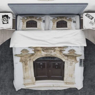 Design Art Designart Old Door Bari Italy Duvet Cover Set In Brown;cream;ivory