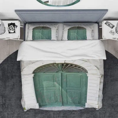 Design Art Designart Old European Vintage Door Duvet Cover Set In White;green
