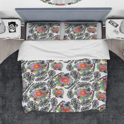 Design Art Designart Peony Flower Garden Duvet Cover Set In Purple,yellow,gold