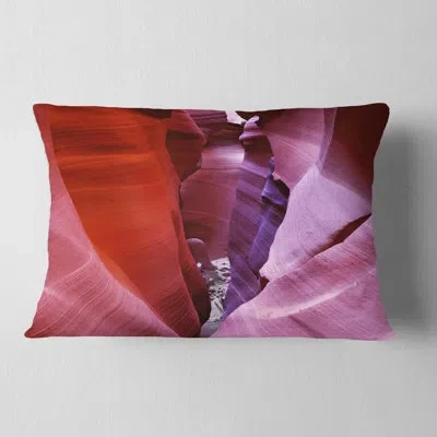 Design Art Designart 'purple Antelope Canyon View' Landscape Photography Throw Pillow In Brown;purple