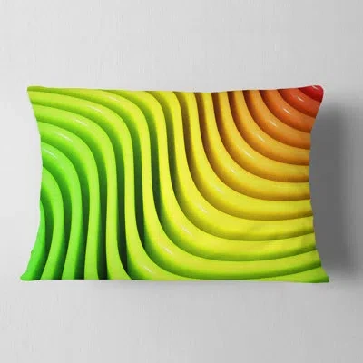 Design Art Designart 'rainbow Colors Wave' Abstract 3d Digital Throw Pillow