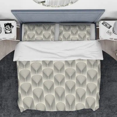 Design Art Designart Retro Conical Duvet Cover Set In Yellow,gold,gray,silver