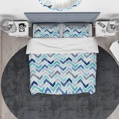 Design Art Designart Retro Dotted Duvet Cover Set In Blue,white