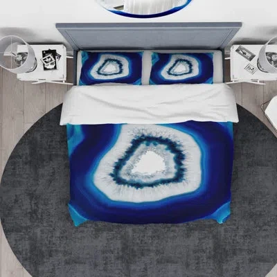 Design Art Designart Slice Of Agate Crystal Duvet Cover Set In Blue