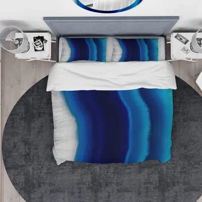 Design Art Designart Slice Of Agate Crystal Duvet Cover Set In Blue