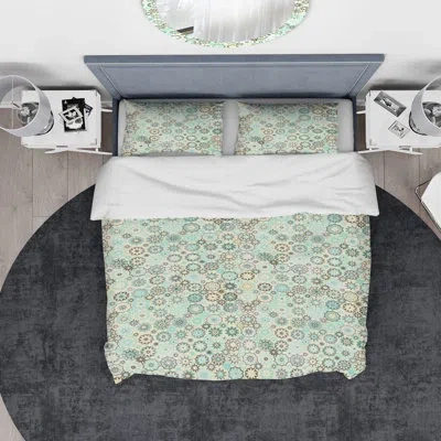 Design Art Designart Snowflakes Duvet Cover Set In Blue,yellow,gold