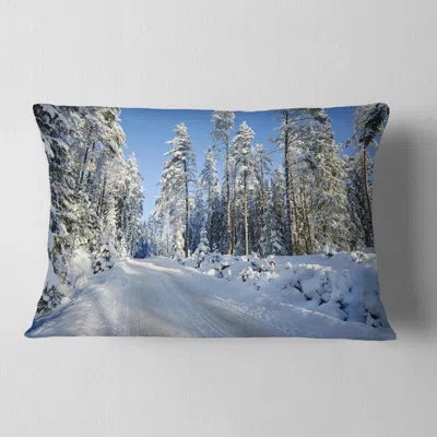 Design Art Designart 'snowy Blue Winter' Landscape Photography Throw Pillow