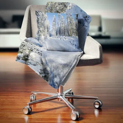 Design Art Designart 'snowy Blue Winter' Landscape Photography Throw Pillow