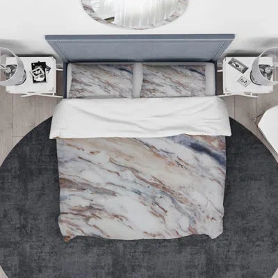 Design Art Designart Texture Of A Surface Of Stone Duvet Cover Set In White