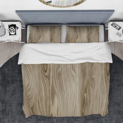 Design Art Designart Vertical Annual Tree Rings Duvet Cover Set In Brown