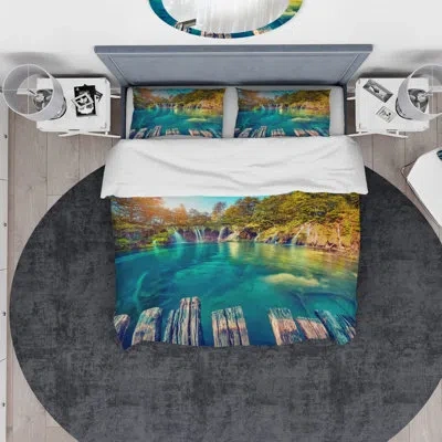 Design Art Designart Waters In Plitvice Lakes Duvet Cover Set In Green