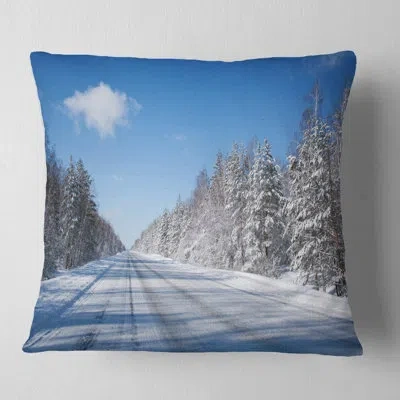 Design Art Designart 'winter Road' Landscape Photography Pillow Cover & Insert