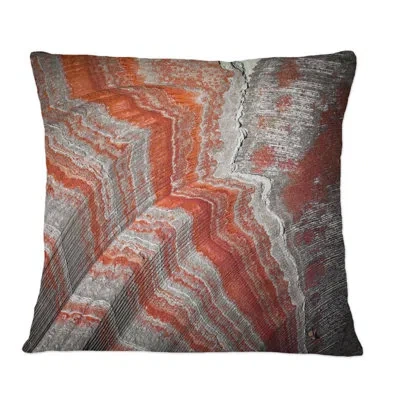 Design Art Detail Of Wall In Potassium Salt Mine - Modern Printed Throw Pillow In White;red