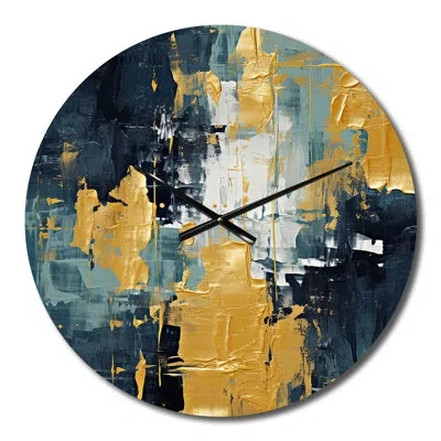 Design Art Dialogue With Hope Abstraction On Retro Blue Ii Metal Wall Clock