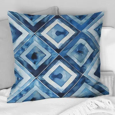 Design Art Diamond Ii - Glam Throw Pillow In Blue;white