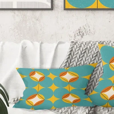 Design Art Diamond Retro Iv - Mid-century Modernprinted Throw Pillow
