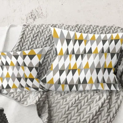 Design Art Diamond Retro - Mid-century Modernprinted Throw Pillow In Gray