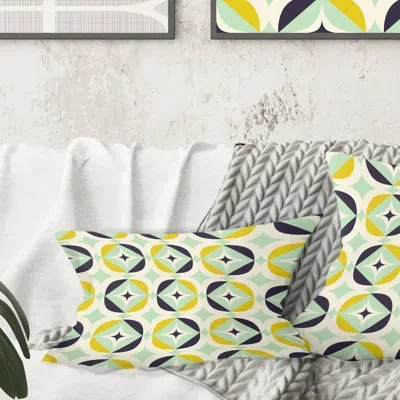 Design Art Diamond Retro V - Mid-century Modern Printed Throw Pillow