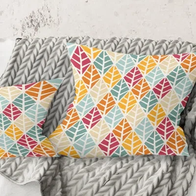 Design Art Diamond Retro X - Mid-century Modern Printed Throw Pillow In Blue;white;green;red;yellow;pink