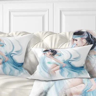 Design Art Digital Art Portrait Dancer Woman In Dress Lumbar Pillow