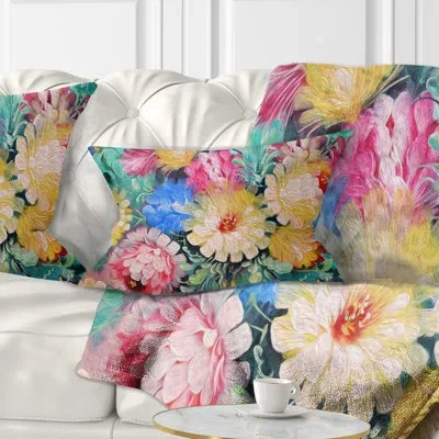 Design Art Digital Flowers Art - Floral Printed Pillow