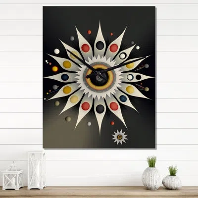 Design Art Discovery Of The Art Of Spiritual Alignment Iii - Modern Geometric Wall Clock Oversized In Multi-color