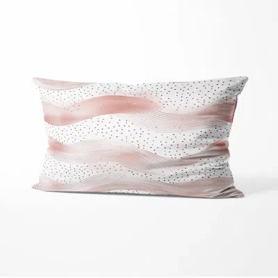 Design Art Dots Decorative Throw Pillow - French Country Coastal Wave Sand Rose Printed Cushion In Black;pink