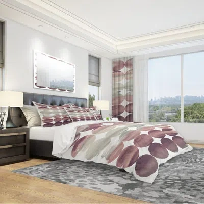 Design Art Dots Minimal Geometric I Duvet Cover Set In Brown
