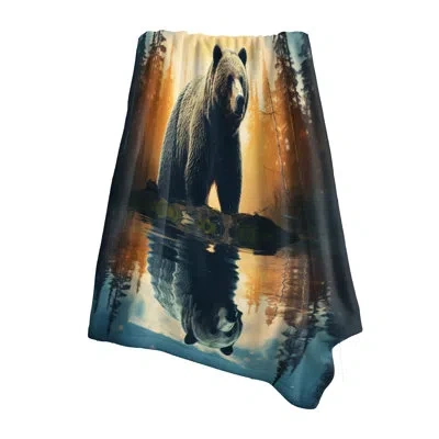 Design Art Double Exposure Bear Lens Flare Iii - Bear Throw Blanket In Yellow;teal