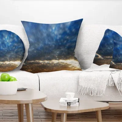 Design Art Dramatic Blue And Brown Skies - Sea & Shore Printed Pillow