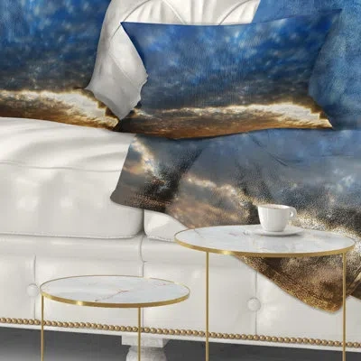 Design Art Dramatic Blue And Brown Skies - Sea & Shore Printed Throw Pillow