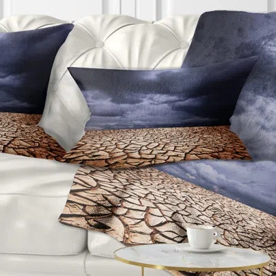 Design Art Dramatic Cloudy Sky Over Drought Land Lumbar Pillow